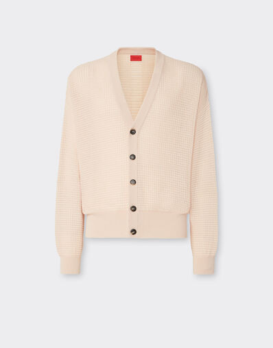 Ferrari Cotton and linen cardigan with link pattern Nude 22666f